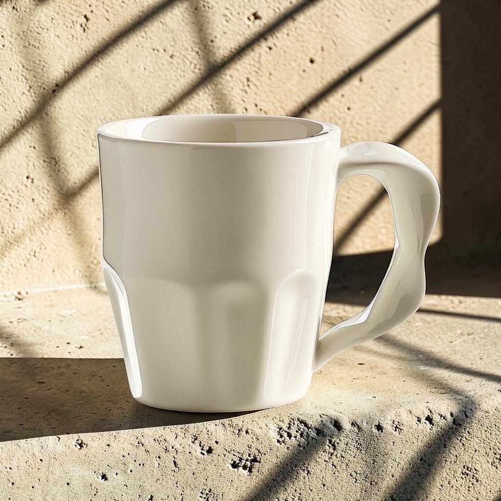 Tcozy Minimalist Ceramic Coffee Mug - Matte Coated Double-Ear Handle Tea Cup (12 oz)
